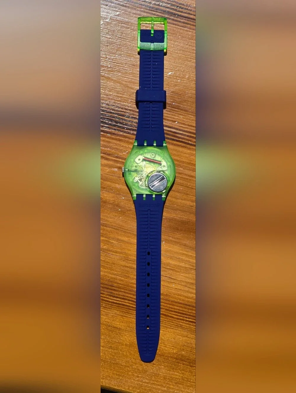 NEW Swatch Neon Skychart Gent Green & Purple Silicone Watch GN705
